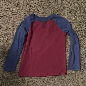 Kids Long Sleeve Maroon and Blue Shirt. Boys size 6